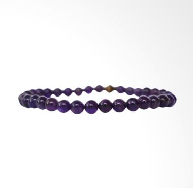 Riza Craft Batu Alam Kecubung Asli Natural Gelang Tasbih - Ungu [33 Butir] Purple Rose