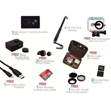 Weekend Deal - Kamera Xiaomi Yi Int ... amera - Black [Paket Pro]