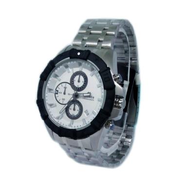 ... Hegner 600190 A Chronograph Tali Rantai Jam Tangan Pria Silver Hitam