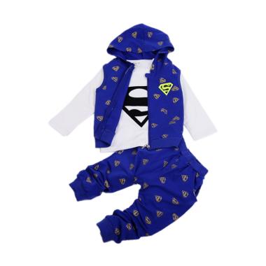 Chloebaby Shop 3 in 1 Superman F960 Setelan Pakaian Anak - Blue