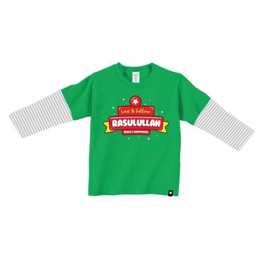 Afrakids AF144 Love & Follow Rosulullah Kaos Anak Muslim - Hijau