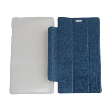 QCF Leather Bookcover Flip Cover Ca ... vo Tab 2 A7-10 - Biru Tua