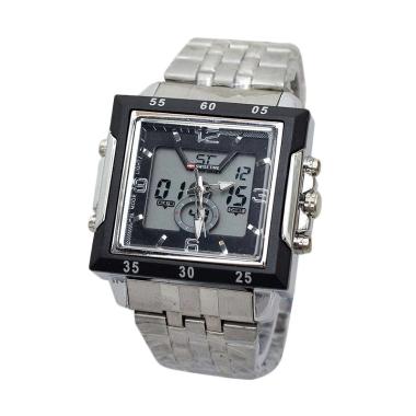 Swiss Army SA 6568 Dual Time Jam Tangan Pria - Silver Black