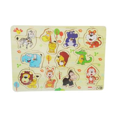 Jejo Binatang Knob Mainan Puzzle Multicolor