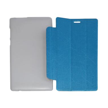 QCF Leather Bookcover Flip Cover Ca ... o Tab 2 A7-10 - Biru Muda