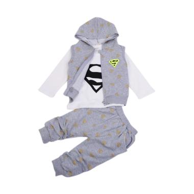Chloebaby Shop 3 in 1 Superman F960 Setelan Pakaian Anak - Grey