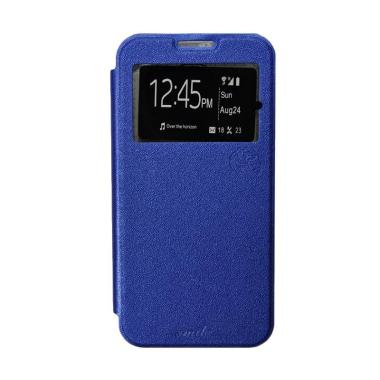 SMILE Flip Cover Casing for Oppo F3 Plus or R9s Plus - Biru Tua