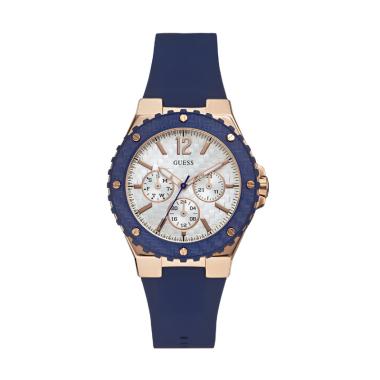 Guess Overdrive W0149L5 Rose Gold Blue MOP Dial Jam Tangan Wanita Blue