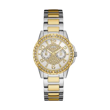 Guess W0705L4 Stainless Crystal Jam Tangan Wanita - Silver Gold