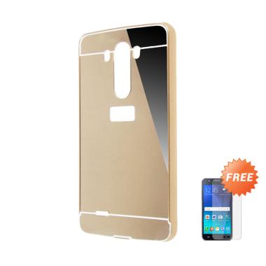 Elshadai Bumper Mirror Casing for LG G3 Stylus - Gold + Free Tempered Glass Screen Protector