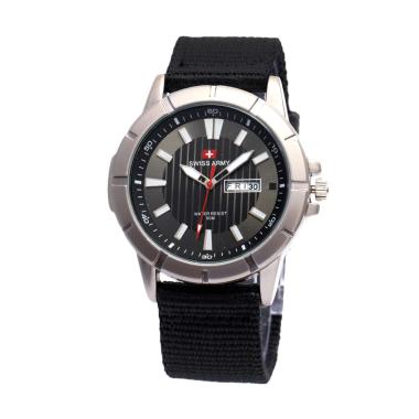 Swiss Army 029 Tali Kanvas Jam Tangan Pria - Hitam