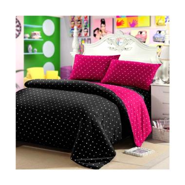 Jaxine Katun Polkadot Set Sprei - Hitam Fanta [90 x 120 x 20 cm/
