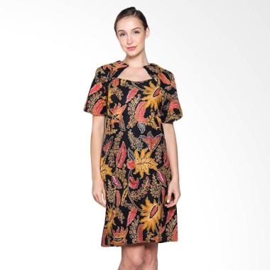 Jogja Batik Sherena Dress Kerja Batik Wanita - Motif Bunga Pink