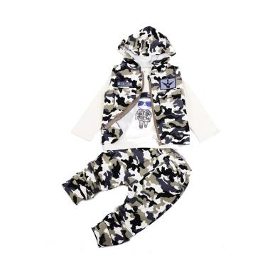 Chloebaby Shop 3 in 1 Camouflage F958 Setelan Pakaian Anak - Grey