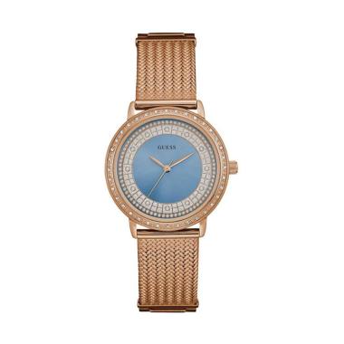 GUESS W0836L1 Jam Tangan Wanita Stainless Rose Gold Crystal - Blue