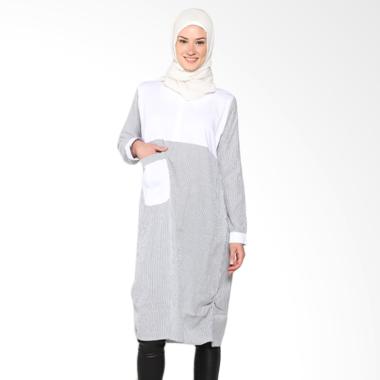 Chick Shop Unique Stripes Dress CO-78-01-DP Moslem Navy - white
