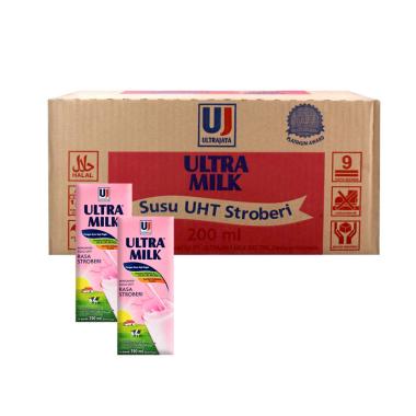 Ultra Jaya Ultra Milk Strawberry Minuman Susu [250mL / 24 pcs / 1 dus]