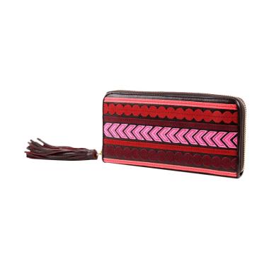Fossil Emma RFID Large Zip Clutch SL 7241995 Dompet Wanita - Red Brown