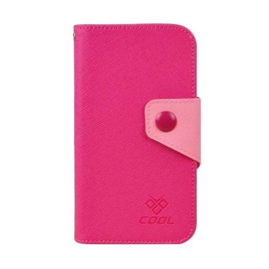 OEM Rainbow Flip Cover Casing for Samsung Galaxy Note Edge - Merah Muda