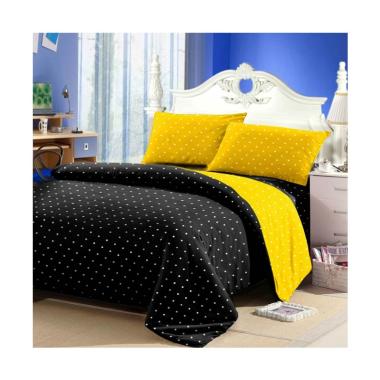 Jaxine Katun Polkadot Set Sprei - Hitam Kuning [90 x 120 x 20 cm/