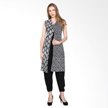 Batik Pria Tampan Wvest-04081618c Long Vest Wanita - Black White