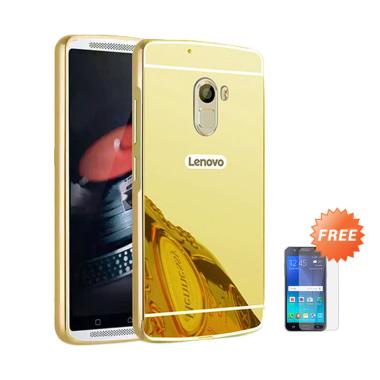Jagostu Bumper Mirror Casing for Lenovo K4 Note or A7010 - Gold + Free Tempered Glass