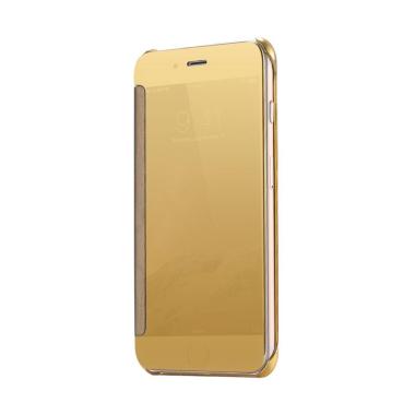 Wallet Mirror View Flip Cover Casing for iPhone 7 Plus 5.5 inch - Gold