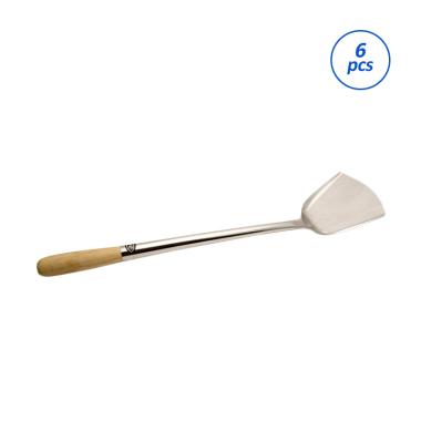 HAN MBC08 Stainless Spatula Jumbo dengan Handle Kayu - Perak [6 pcs/50 x 13 x 4 cm]