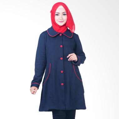 Believe BJM-02 Parka Ziper Hoodie Casual Kaos Jaket Muslim Wanita - Biru