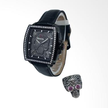 Expedition 140608 Analog Permata Tali Kulit Jam Tangan Wanita - Hitam