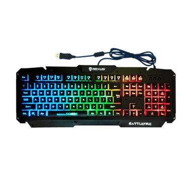 REXUS K9D USB Gaming Keyboard with 3 Colors Rainbow Backlight - Hitam