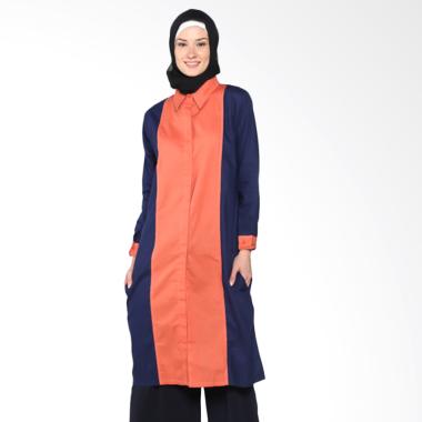 Chick Shop Tunic Plain Combination CO-70-01-OD Baju Moslem - Orange Navy