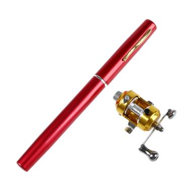 Teiton Mini Pocket Fishing Portable Pen Fish Rod Pancing - Merah