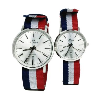 Hegner Silver Kanvas Strap DW 389BPM-S Jam Tangan Couple - Multi Color