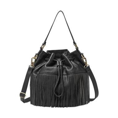 Fossil Jules Large Fringe Drawstrin ... tchel Bags Wanita – Black