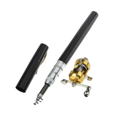 Teiton Mini Pen Fish Rod Pocket Fishing Portable Pena Pancing - Hitam
