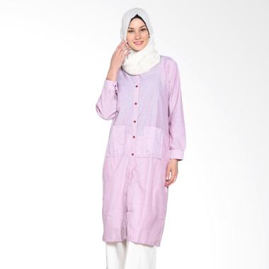 Chick Shop CO-34b-02-Pi Simple Stripes Long Shirt Tunic Moslem - Pink