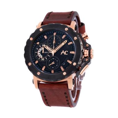 Alexandre Christie 9205 Tali Kulit Jam Tangan Pria - Rosegold Rose Gold