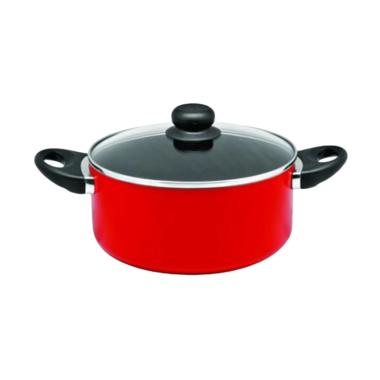Maxim Valentino Dutch Oven Teflon A ... cm] + Glass Cover - Merah