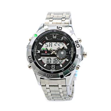 Swiss Army Sa2101 Stainless Steel Jam Tangan Pria - Silver Hitam