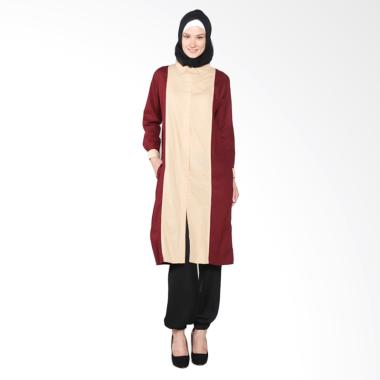 Chick Shop Tunic Plain Combination CO-70-02-KMa Baju Moslem - Cream Maroon