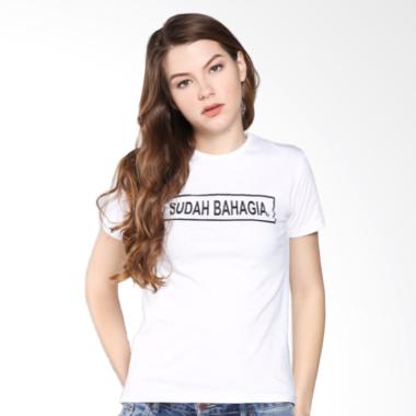 Tumblr Tee Sudah bahagia T-Shirt Kaos Wanita Lengan Pendek - Putih