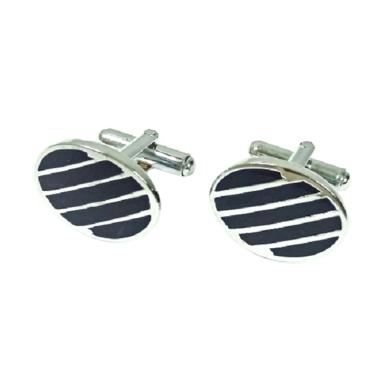 Houseofcuff Cufflinks French Cuff Elips BW 001 Manset Kancing Kemeja Silver