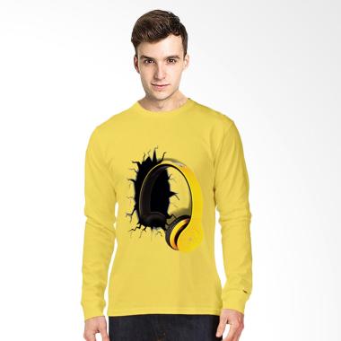T-Shirt Glory 3D Airphone Drag Lengan Panjang Kaos Pria - Kuning