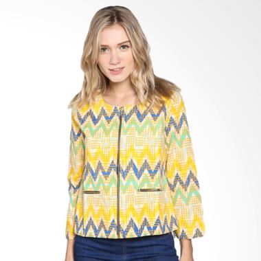 Batik Pria Tampan Woupj-04081644k Women Blue Chevron Blazer - Spice