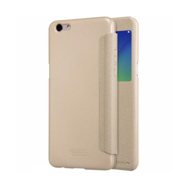 Nillkin Sparkle Flip Cover Casing for Oppo F3 Plus or R9s Plus - Gold