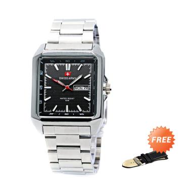 Swiss Army SA5109A Stainless Steel Jam Tangan Pria - Silver Hitam