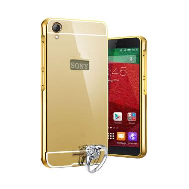 Case Bumper Chrome With Backcase Mirror Casing for Sony Xperia M4 Aqua Gold
