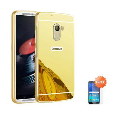 Bumper Mirror Casing for Lenovo K4 Note A7010 - Gold + Free Tempered Glass