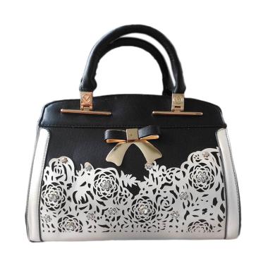 Guess Collection Branded Unik Import Satchel Bag - Black White